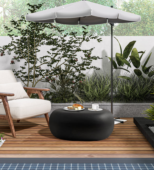 Modern Concrete Coffee Table for Outdoor Patio, Durable Weatherproof Accent Table