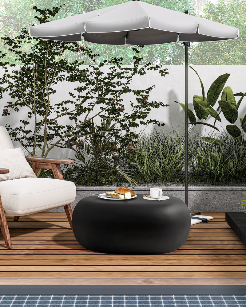 Modern Concrete Coffee Table for Outdoor Patio, Durable Weatherproof Accent Table