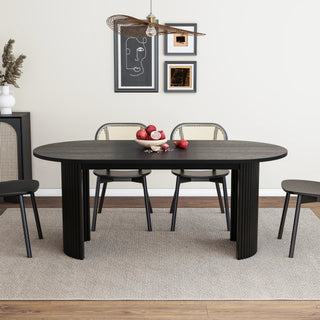 Black Modern Solid Wood Oval Dining Table