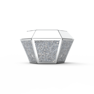 31" Coffee Table Mirrored Glass Finished with Crushed Diamond