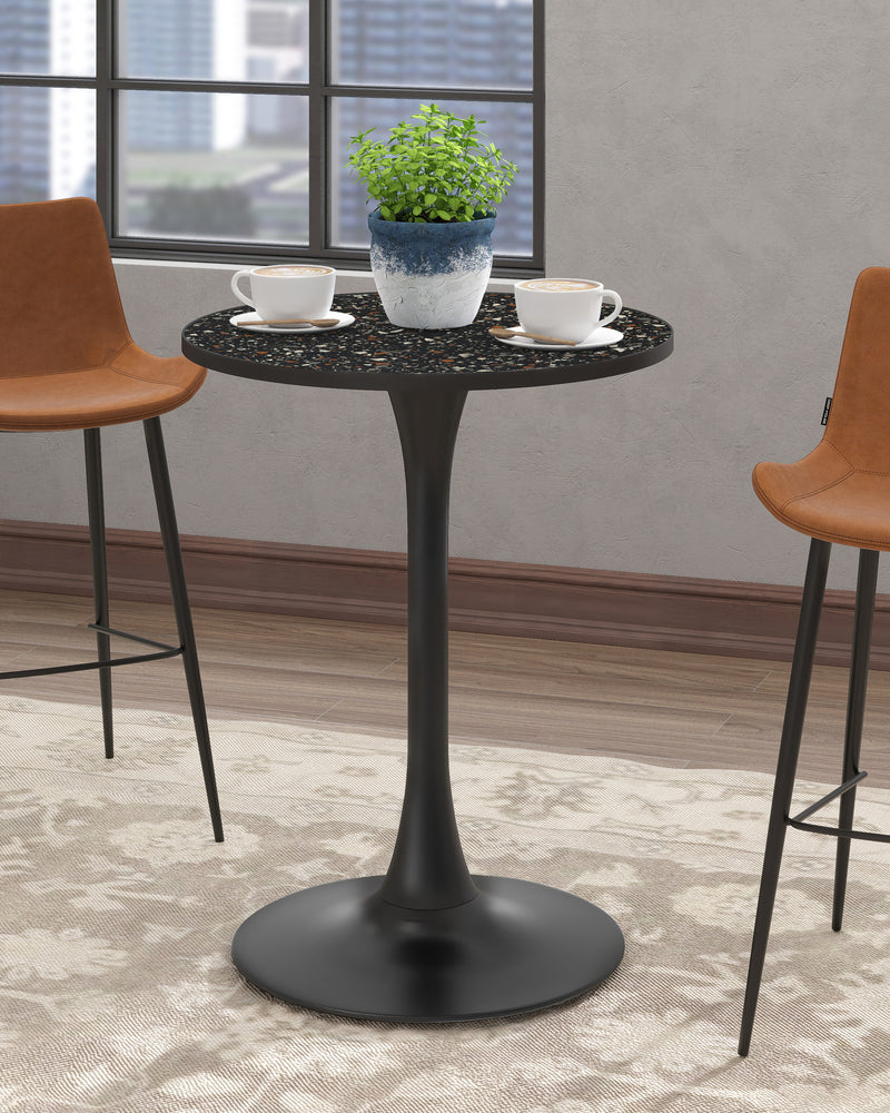 Black Round Bar Table Metal Base Dining Table