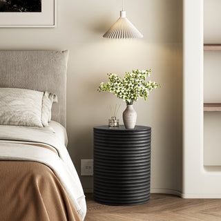 Black Modern Cylinder Side Table Minimalist Outdoor End Table