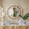Espejo de ratán grande para decoración de pared Boho Marco blanco de madera