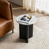 Modern Fluted Round Side Table with White Marble-look Top