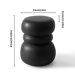 Black Round Stone Side Table End Table