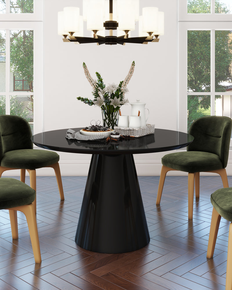 Black Modern High Glossy Round Dining Table