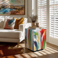 Abstract Art Graffiti Glass End Table
