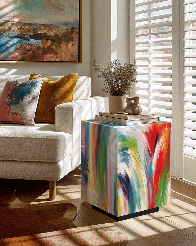 Abstract Art Graffiti Glass End Table