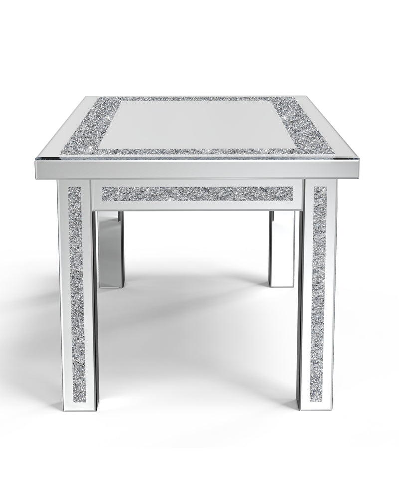 SHYFOY Rectangle Mirror Glass Dining Table with 4 Legs