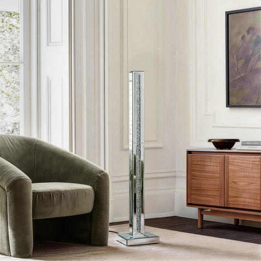 47" Modern Glam Mirrored Crystal Tall Floor Lamp
