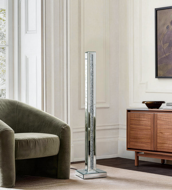 47" Modern Glam Mirrored Crystal Tall Floor Lamp