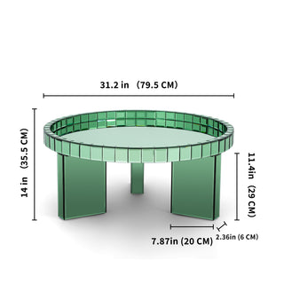 Green Round Glass Tray Top Coffee Table