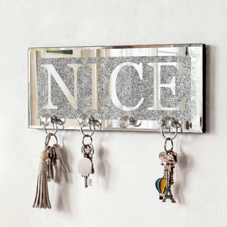 NICE  Mirrored Key Holder with Crystal Hooks