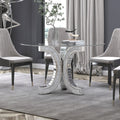 Mirror Glass Pedestal Dining Table with Tempered Glass Tabletop