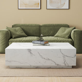 Faux Marble Solid Block Rectangular Coffee Table