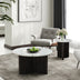 Modern Round Coffee Table with Ribbed Black Base – Minimalist Living Room Accent