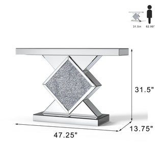 SHYFOY Crushed Diamond Mirrored Console Table