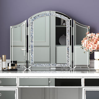 SHYFOY Trifold Mirror Vanity-Crushed Diamond 3 Way Mirror Bedrooms