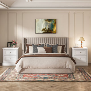 2-Drawer Nightstand with Faux Marble Top