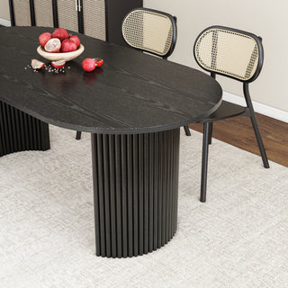 Black Modern Solid Wood Oval Dining Table