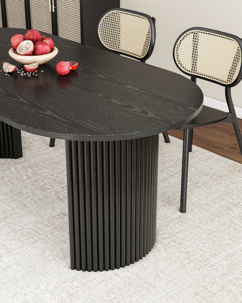 Black Modern Solid Wood Oval Dining Table