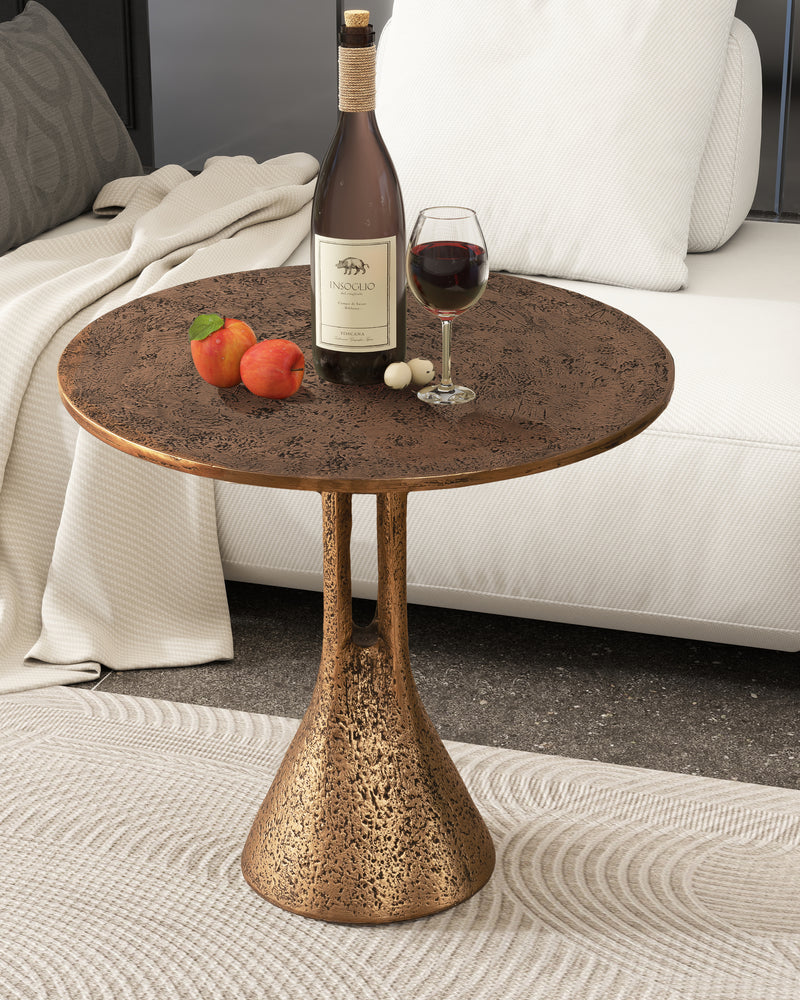 Antique Brass Round End Table