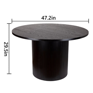 Black Round Fluted Pedestal Dining Table