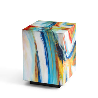 22'' Abstract Art Graffiti Glass End Table