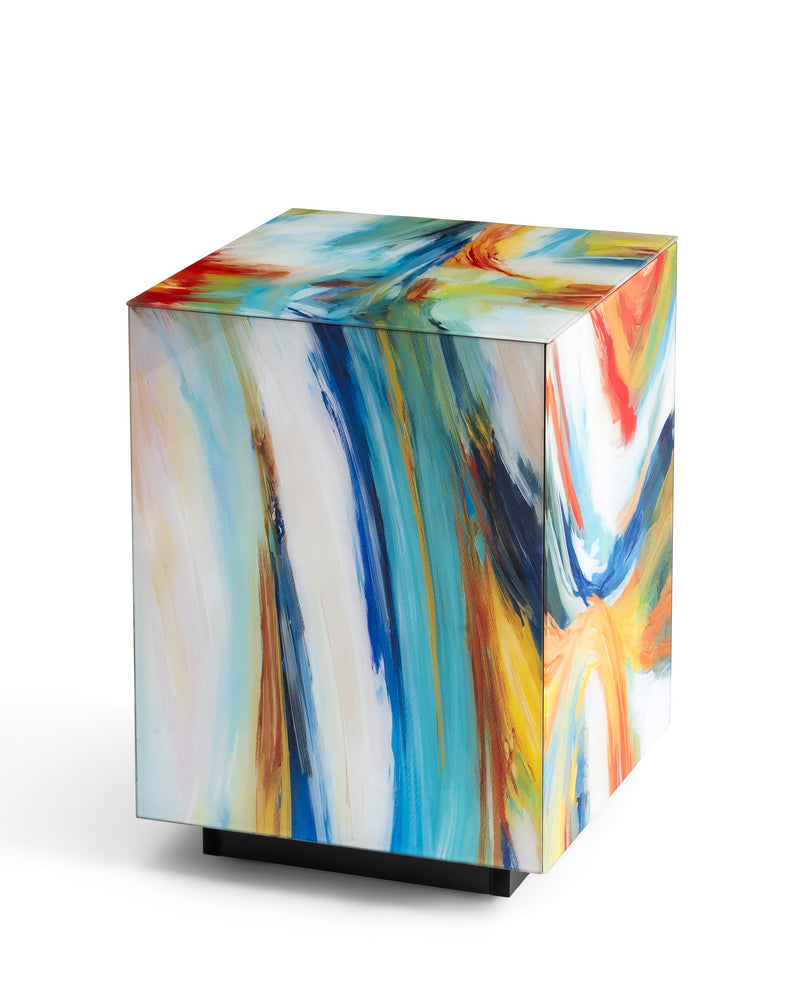 Abstract Art Graffiti Glass End Table