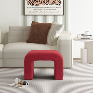 25.6'' Red Upholstered Foot Stool Modern Pouf Ottoman