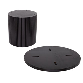 Black Pedestal Wood Round Coffee Table