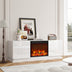Elektrischer Kamin 63" TV-Ständer - Moderne Hochglanz Medienkonsole - Weiß