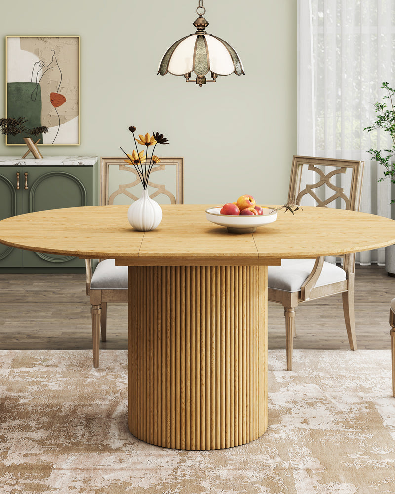 Oak Extendable Oval Solid Wood Dining Table