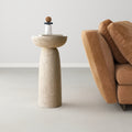 Travertine Stone Finish End Table Accent Side Table