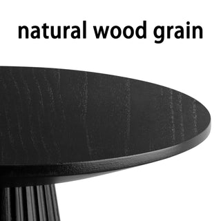 Round Black Side Table End Table with Pedestal Fluted Base