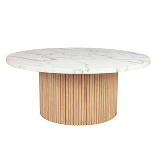 35" Marbled Wood Round Coffee Table