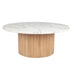 Mesa de centro moderna de madera con tablero de mármol