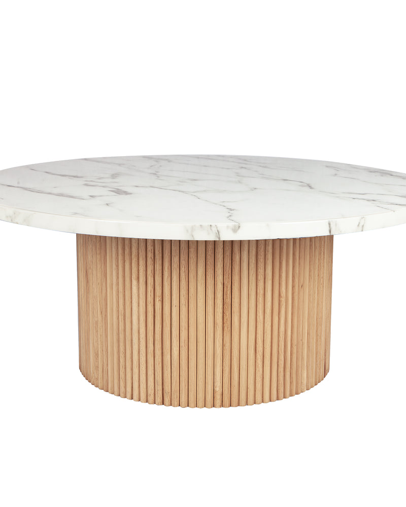 Modern Wood Coffee Table with Marble Top