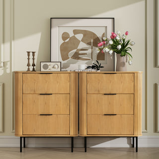 Wood Nightstand Bedside Table with 3 Drawer