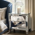 2-Drawer Accent Glam Modern Nightstand with Crystal Knobs