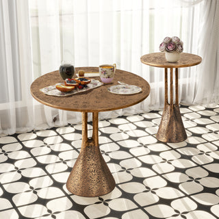 Antique Brass Round End Table 23.62" W x 23.62" D x 22.05" H