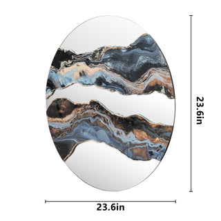 23.6" Artistic Marble Patterned Round Wall Mirror