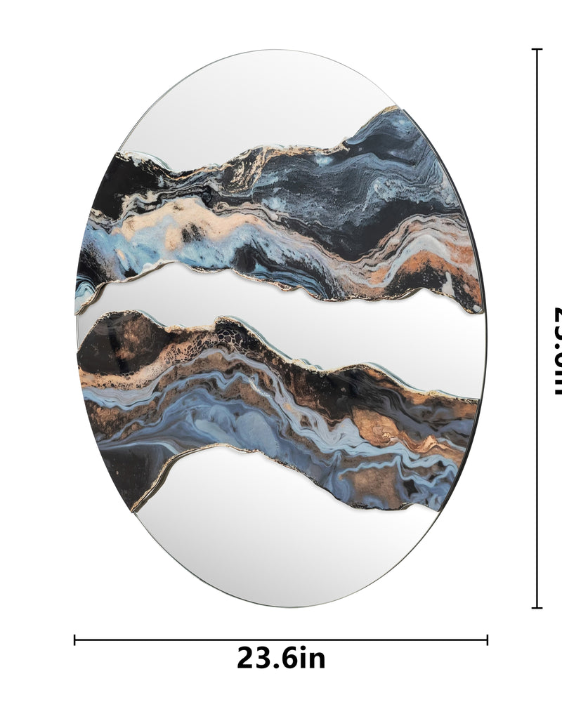 Artistic Marble Patterned Round Wall Mirror