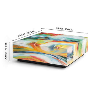 Square Modern Abstract Glass Coffee Table