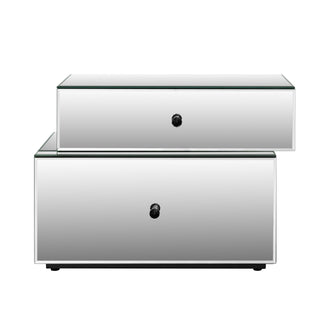 Mirrored 2-Drawer Nightstand with Modern Design