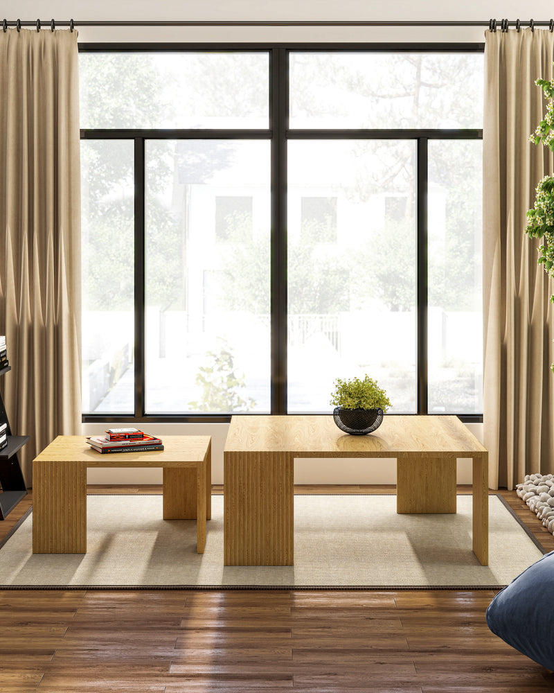 Square Coffee Table, Solid Ash Wood Coffee Table Accent Table for Living Room