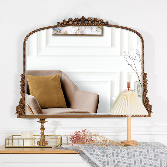 Antique Mirrors for Wall Decor Baroque Scalloped Top, Vintage Wall Mirror