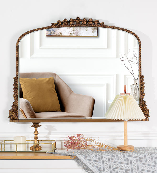 Antique Mirrors for Wall Decor Baroque Scalloped Top, Vintage Wall Mirror