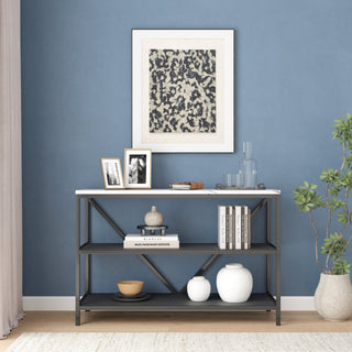 Modern Console Table with Marble-Inspired Top