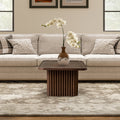 Square Wood Pedestal Coffee Table with Fluted Base